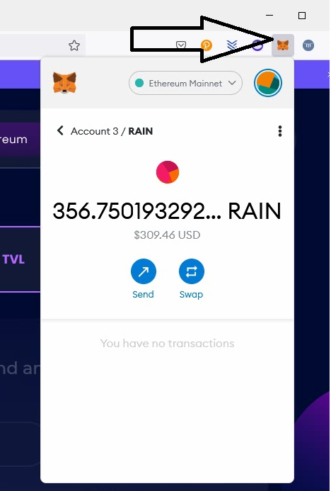 Show Rain token in MetaMask