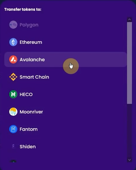 Bridge Select destination chain