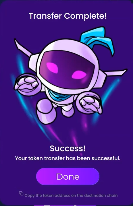 cross-chain transfer completed